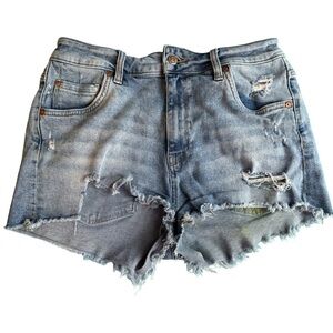 Mavi Light Blue Distressed Jean Shorts FLAWED Size 29 Denim Streetwear Casual